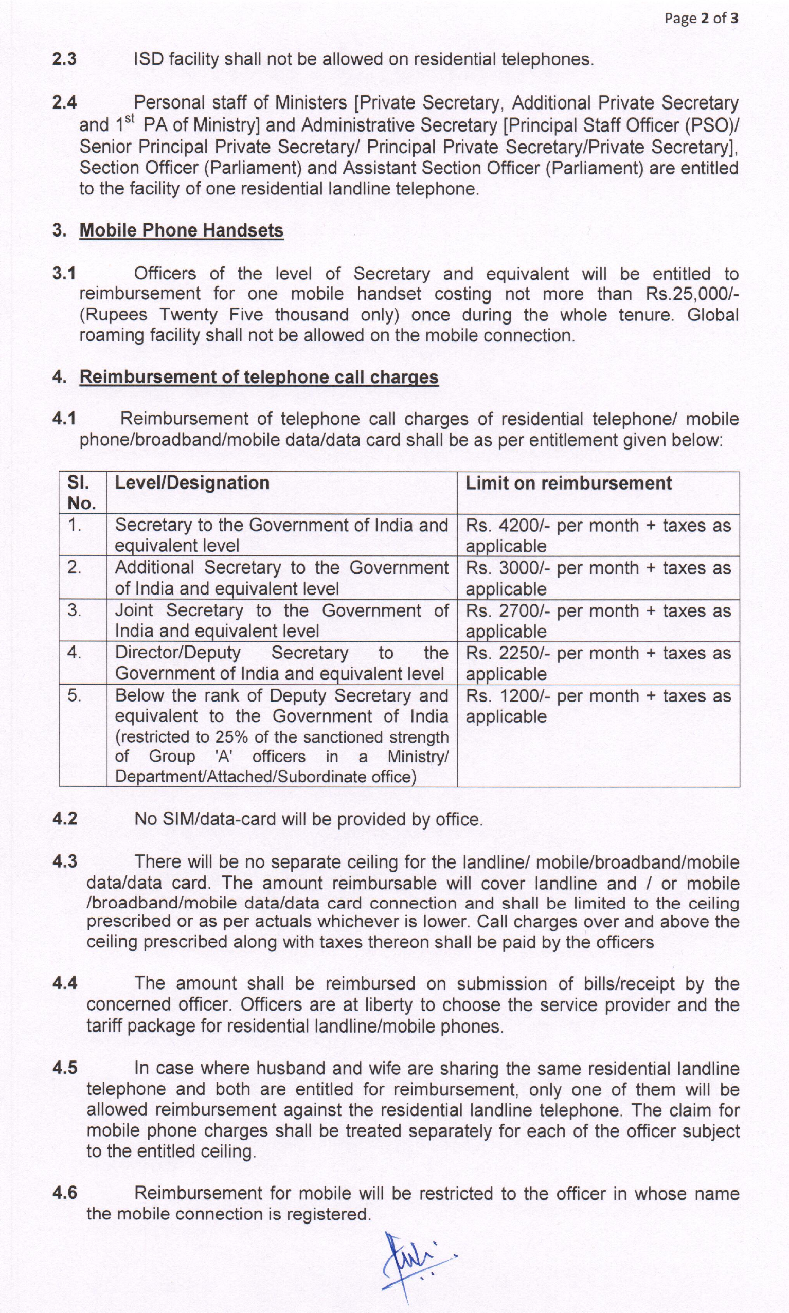 Indian Army Info REIMBURSEMENT OF RESIDENTIAL CIVIL TELEPHONE BILLS TO