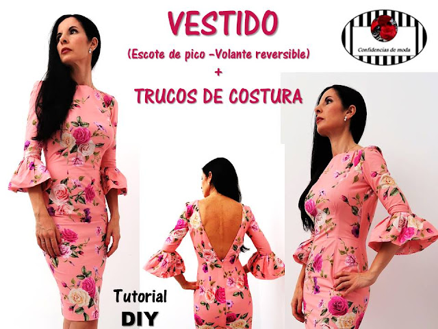 DIY VESTIDO | Cómo hacer un vestido con escote en la espalda y volantes reversibles en las mangas