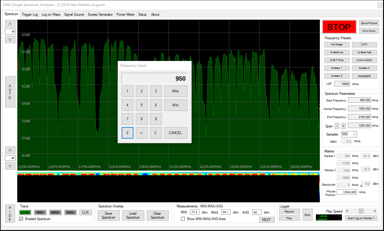 Presenting my new software for the SMA Spectrum Analyzer 138MHz-4.4GHz ...