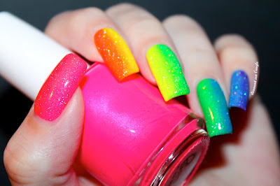 Rainbow Gradient Neon Nail Art