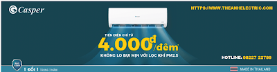 ĐIỀU HÒA CASPER TIẾT KIỆM ĐIỆN 85% CHỈ 4.000đ / 1 ĐÊM