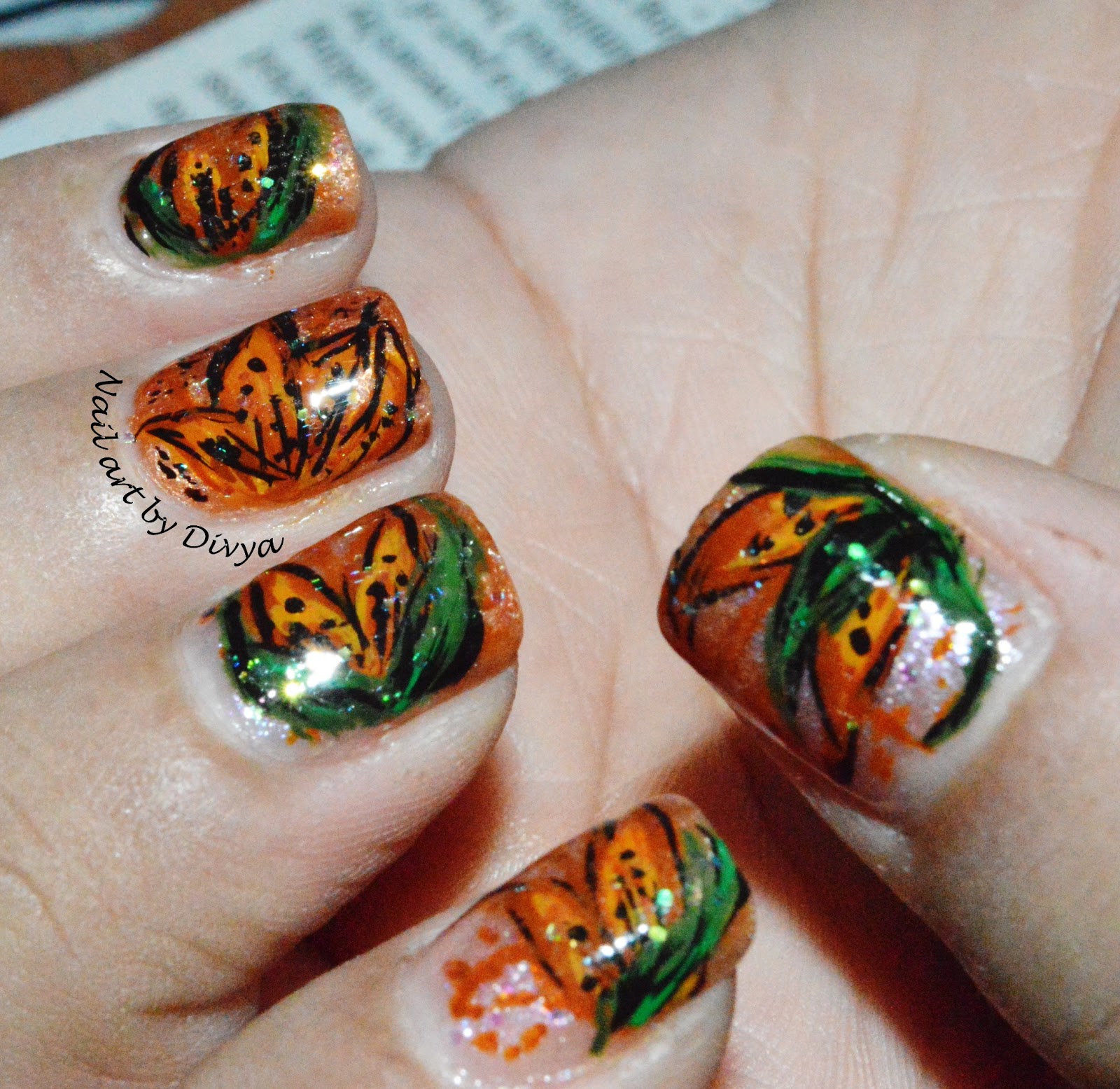 Nails Jazzed Up Tiger Lily My Entry for nail art Contest!!!