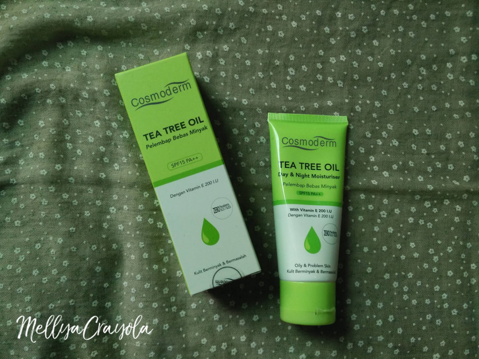Cosmoderm Tea Tree Oil Day & Night Moisturiser Review Mellya Crayola