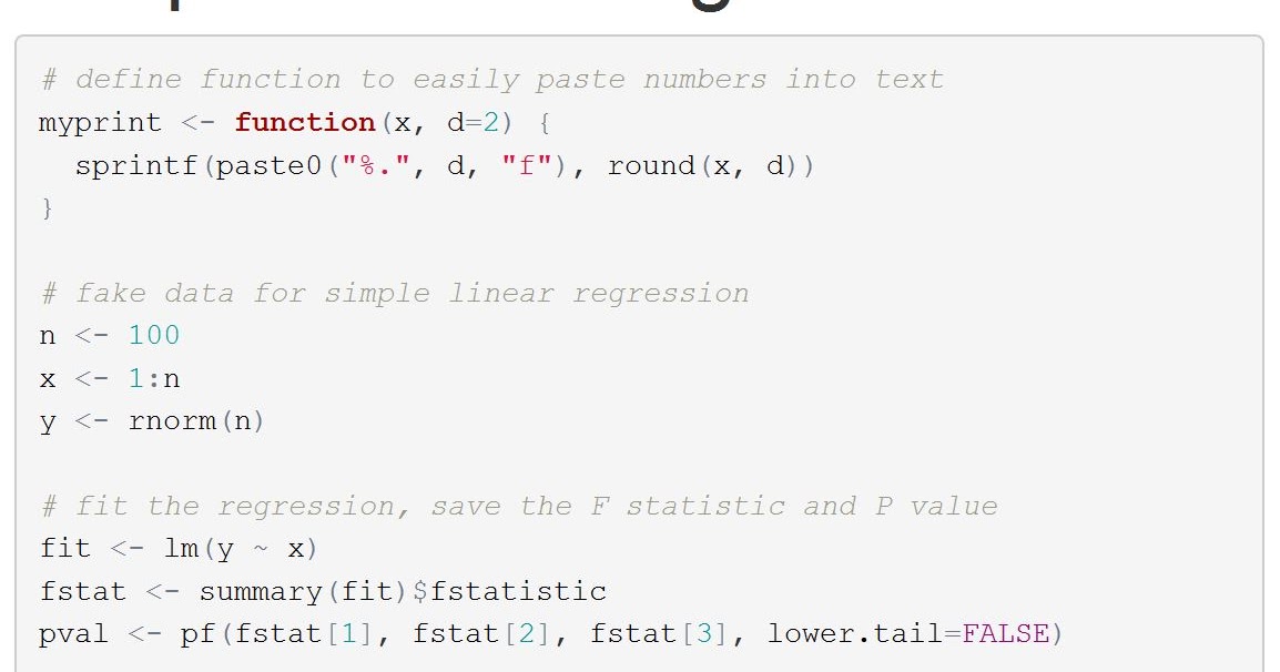 Adamistics Reporting simple linear regression results in R markdown
