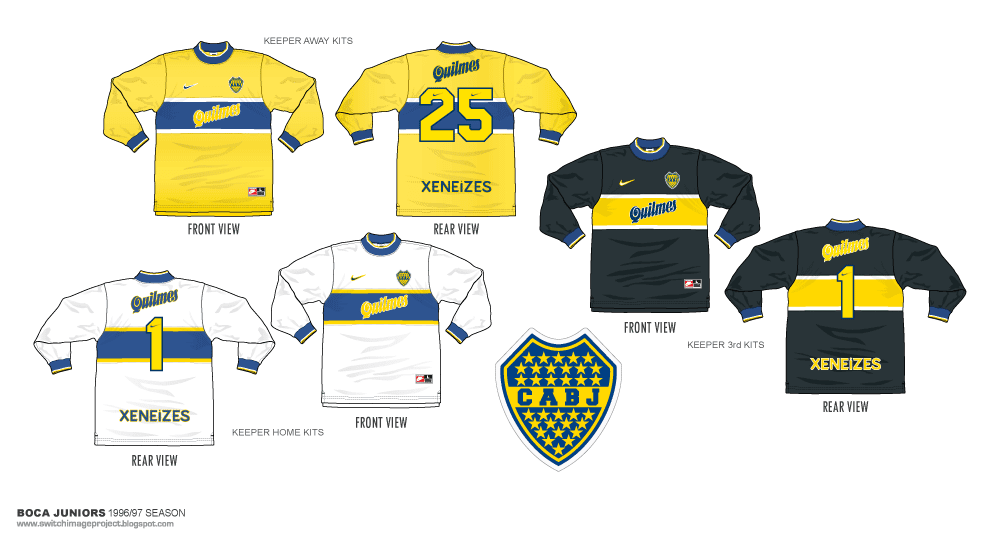 Football teams shirt and kits fan Boca Juniors 199697 Keeper Kits