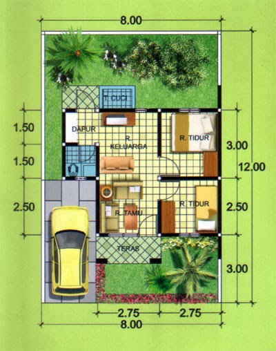 Gambar Denah Rumah Tipe 36 | E RUMAHKU
