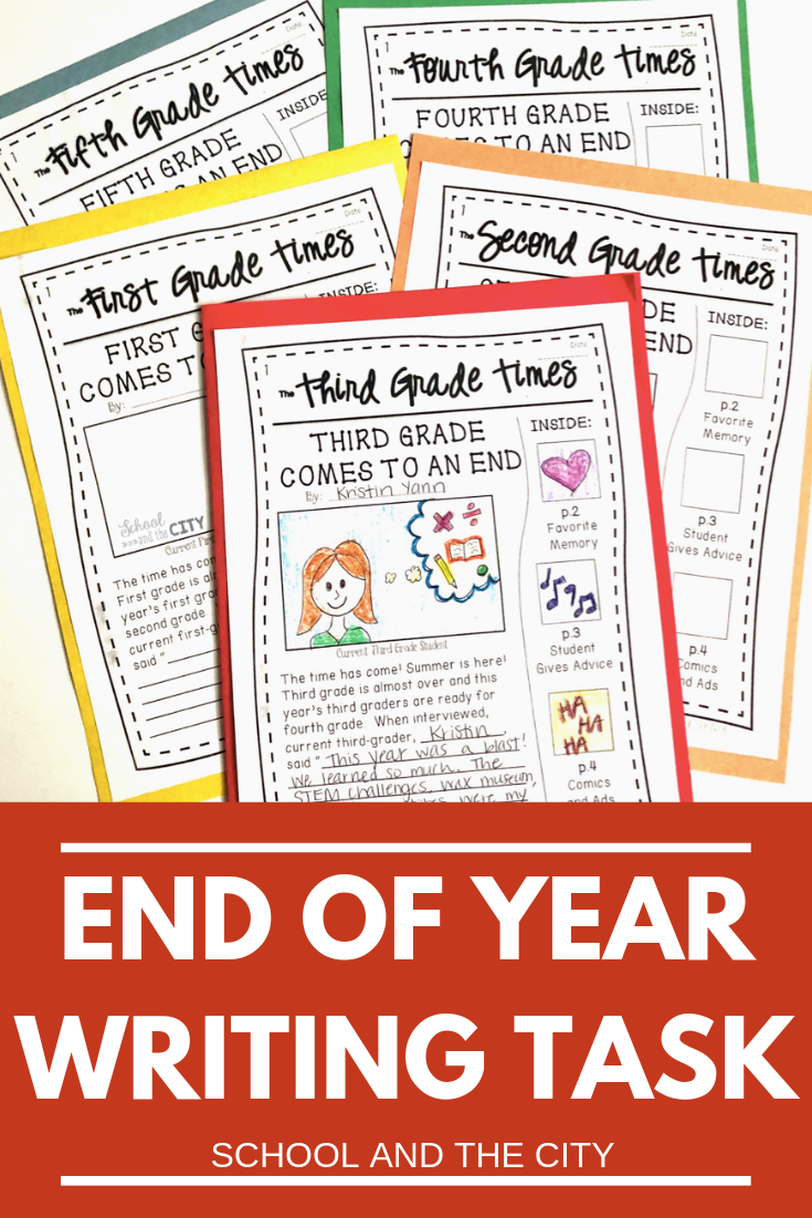 End of year newspaper creative writing activity for grades K-5