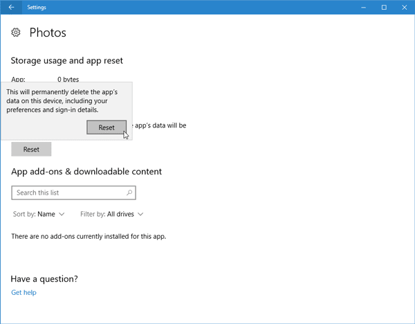 Исправление медленного или неработающего приложения «Фотографии» в Windows 10