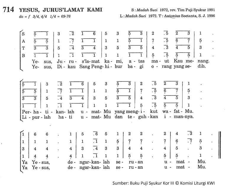 Puji Syukur 714 Yesus Juru Slamat Kami