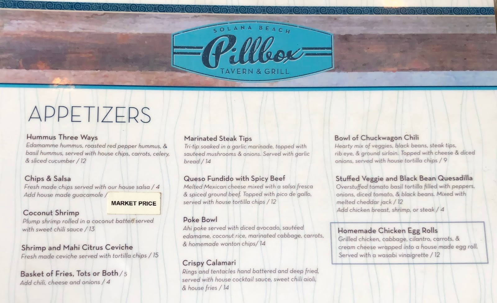 GREAT EATS HAWAII PILLBOX TAVERN AND CAFE SOLANA BEACH, CA