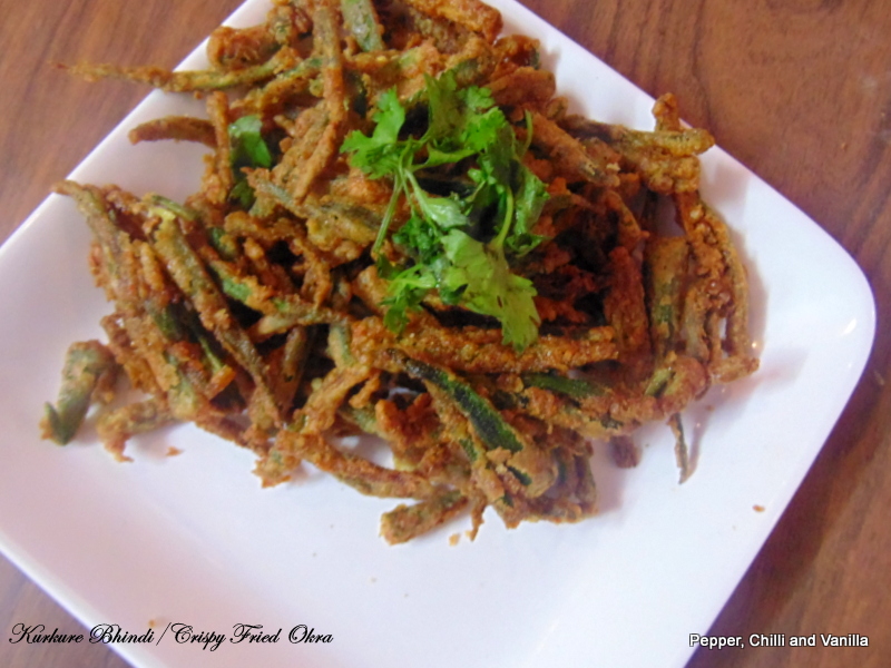 Kurkure Bhindi /Crispy Fried Ladies Finger/Okra Pepper, Chilli and