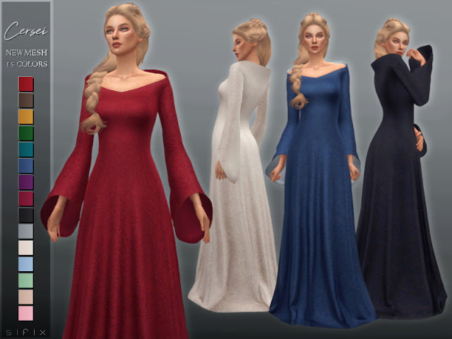 Платья в средневековом стиле для The Sims 4 со ссылками на скачивание