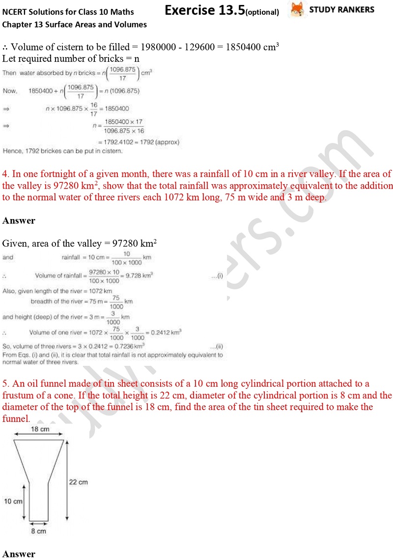 NCERT Solutions for Class 10 Maths Chapter 13 Surface Areas and Volumes Exercise 13.5 Part 3