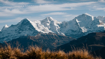 Landscape, mountain, snow, grass