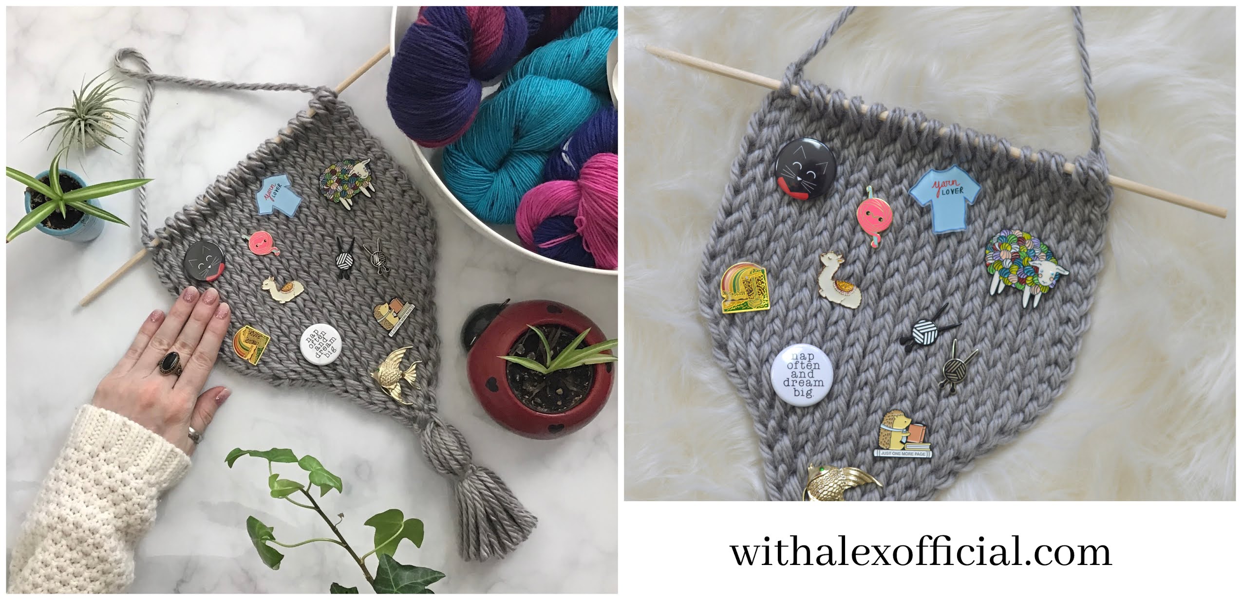 With Alex: Crochet Pin Holder Wall Hanging: Free Tunisian Crochet Pattern
