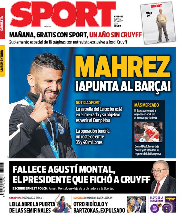 FC Barcelona, Sport: "Mahrez ¡apunta al Barça!"