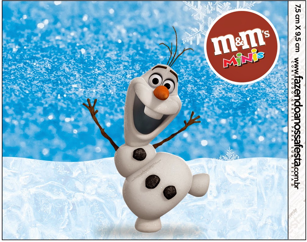 Olaf: Etiquetas para Candy Bar para Imprimir Gratis. Etiquetas M&M de Olaf para imprimir gratis.