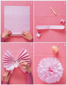 Tutorial realizare pompom roz din hartie creponata pentru decor sala eveniment