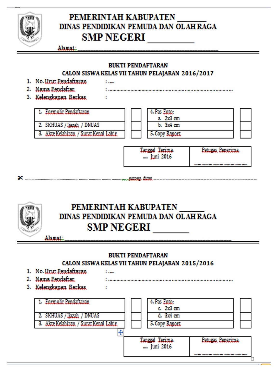 Contoh Bukti Penerimaan Berkas Guru Ilmu Sosial