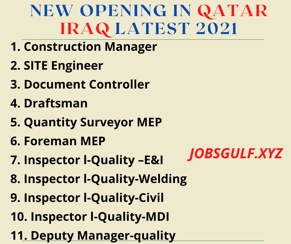NEW OPENING IN QATAR IRAQ LATEST 2021