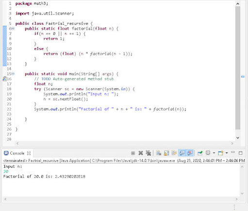 Factorial In Java (3 type)