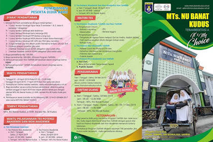 Pengumuman Penerimaan Peserta Didik Baru (PPDB) MTs NU Banat Kudus TP 2019 – 2020