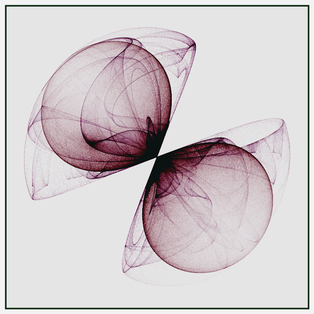 One of the creative coding example by deconbatch. A creative coding that draws De Jong attractors on polar coordinates.