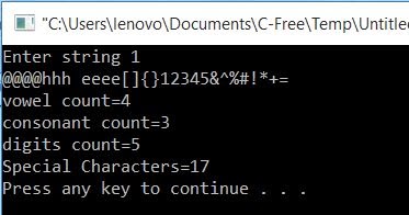 All C Programs: Program 90:To count vowels,consonants,digits and ...