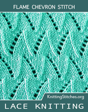 Flame Chevron pattern. Basic Lace knitting stitch