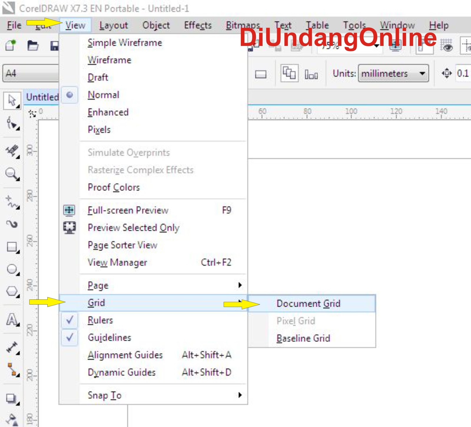 2 Cara Menampilkan Garis Grid di CorelDraw