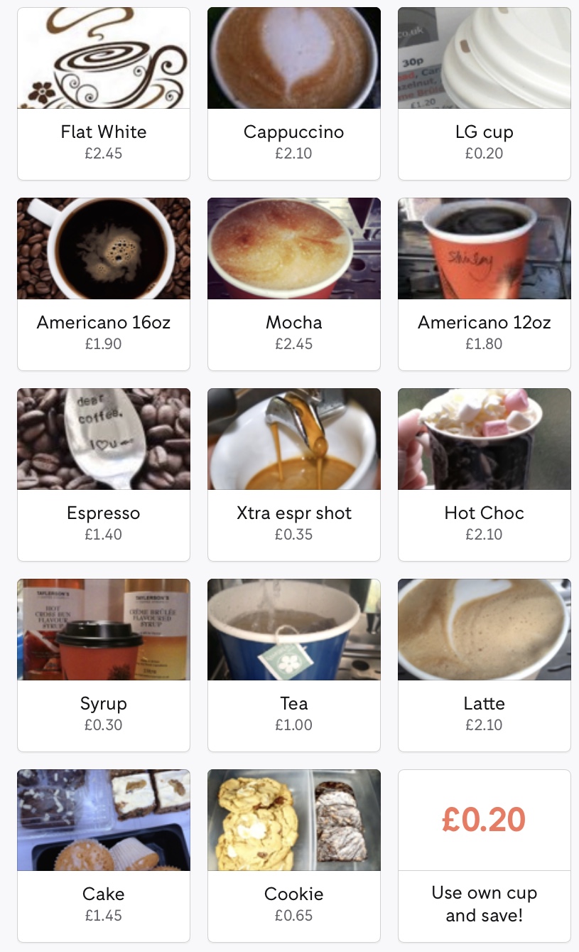 Coffee Gang the mobile gourmet coffee service Food Menu