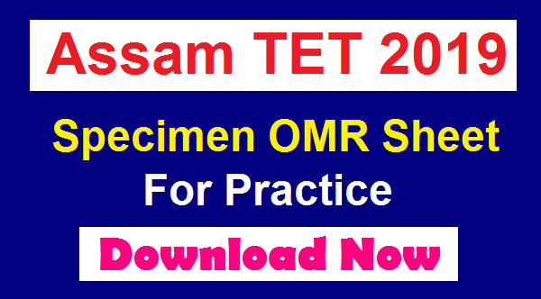 Assam TET 2019 (LP & UP): Specimen OMR Sheet For Practice