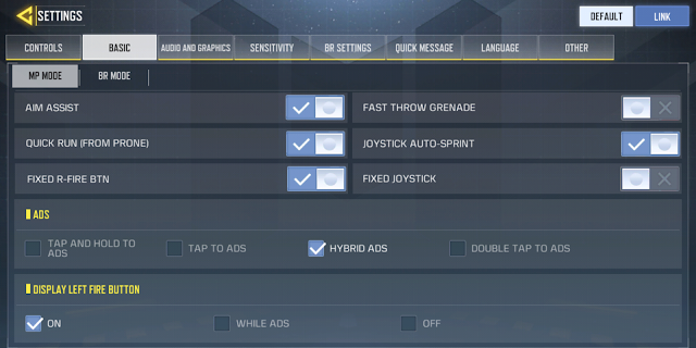 Settingan Basic Call of Duty Mobile Settingan Basic Call of Duty Mobile