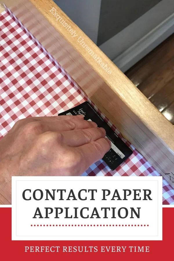 Contact Paper Application perfect results every time, hand using credit card to smooth paper
