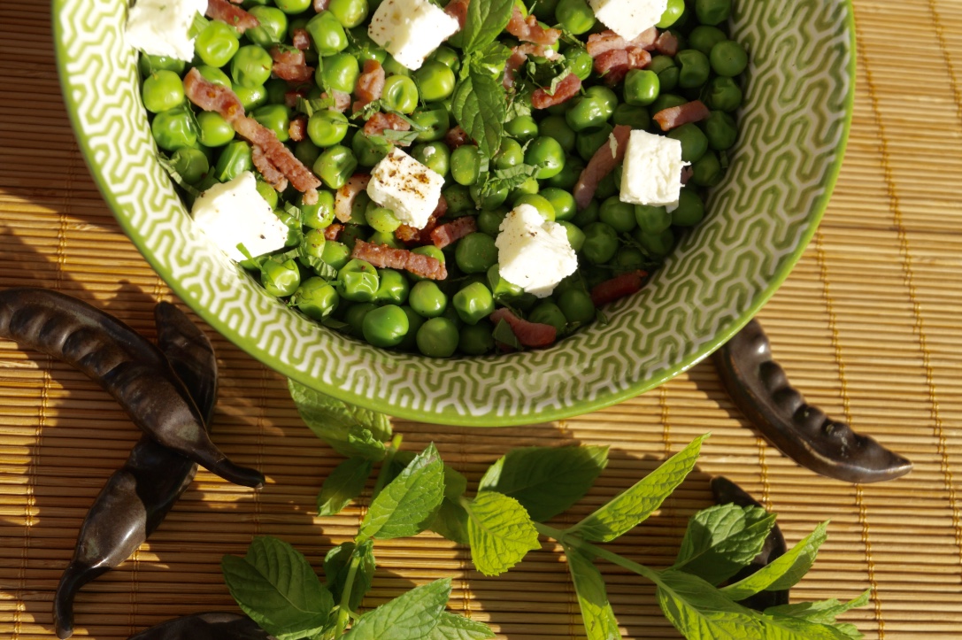Salade De Petits Pois Lardons Feta Et Menthe
