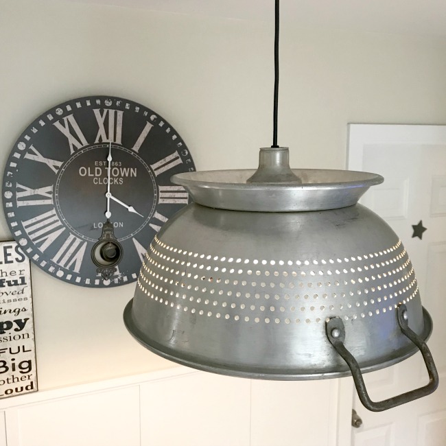 Hanging Farmhouse Colander Light