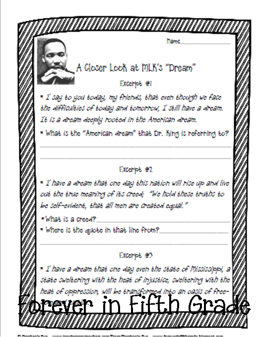 Forever in Fifth Grade: Five for Friday-I Have a Dream!