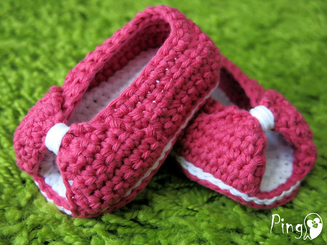 Mini Princess Slippers, crochet pattern by Pingo - The Pink Penguin