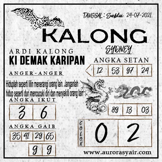 Syair Sidney Hari Ini Sabtu 24072021 Prediksi HK Malam