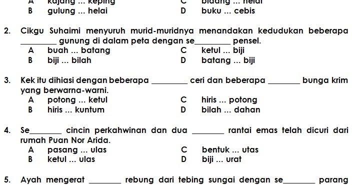 Soalan Kuiz Bahasa Melayu Tahun 3 - Selangor j