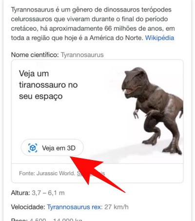 Como colocar dinossauros em 3D na sua casa com a realidade aumentada do  Google - Canaltech
