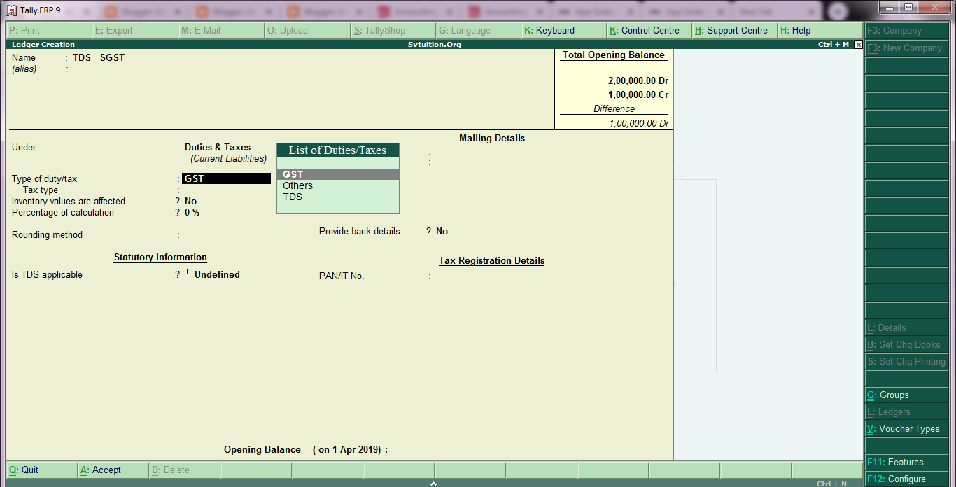 How to Pass TDS Voucher Entries Under GST in Tally.ERP 9 Accounting