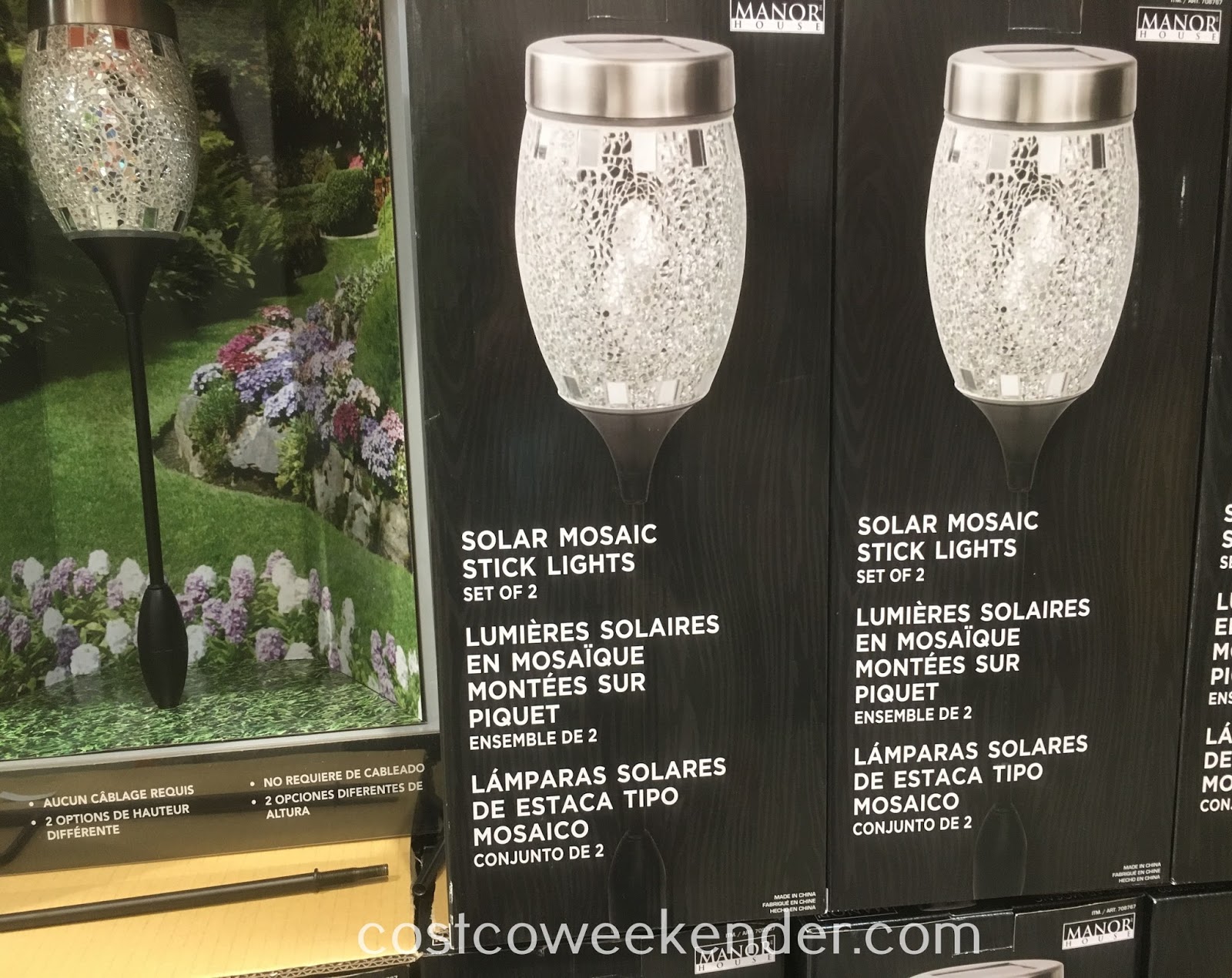 Manor House LED Solar Mosaic Stick Lights (2 pack) Costco Weekender