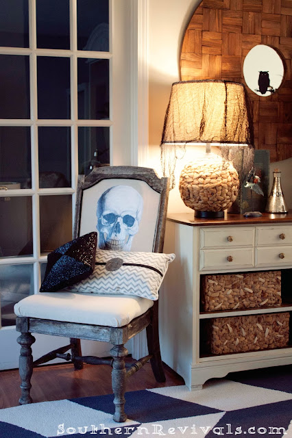 DIY Halloween Skull Skeleton Chair Makeover Redo Upcycle DIY Halloween Skull Skeleton Chair Makeover Redo Upcycle