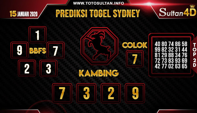 PREDIKSI TOGEL SYDNEY SULTAN4D 15 JANUARI 2020