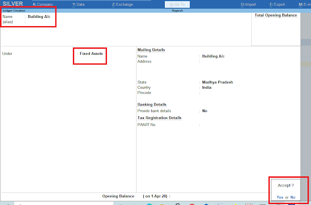 Create Account (ledger) In tally Prime