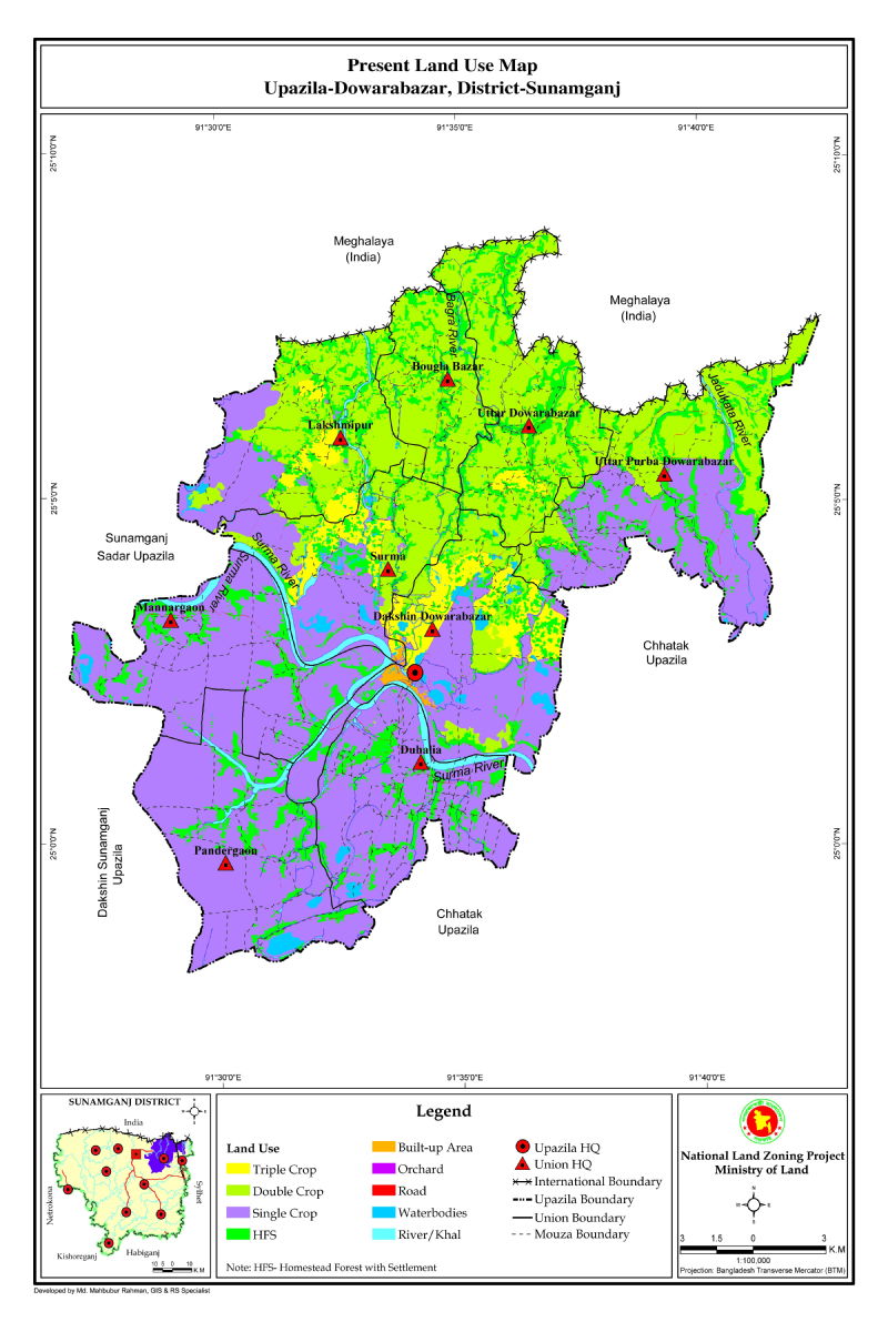 Dowarabazar Upazila Mouza Map Sunamganj District Bangladesh