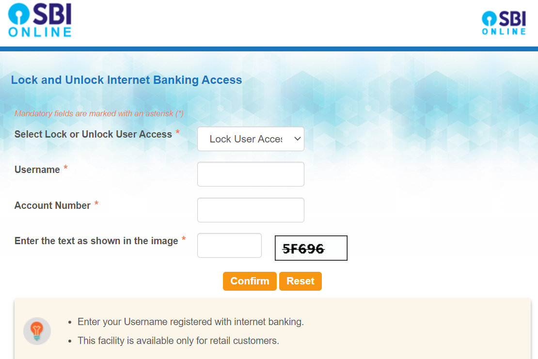 How to lock and unlock SBI Banking online?