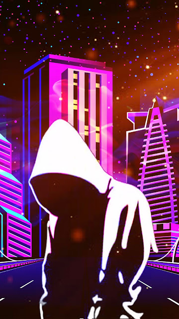 Neon City Hoodie Guy Wallpaper