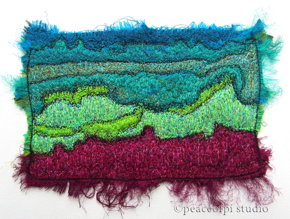 peaceofpi studio: Stitched Landscape on Silk
